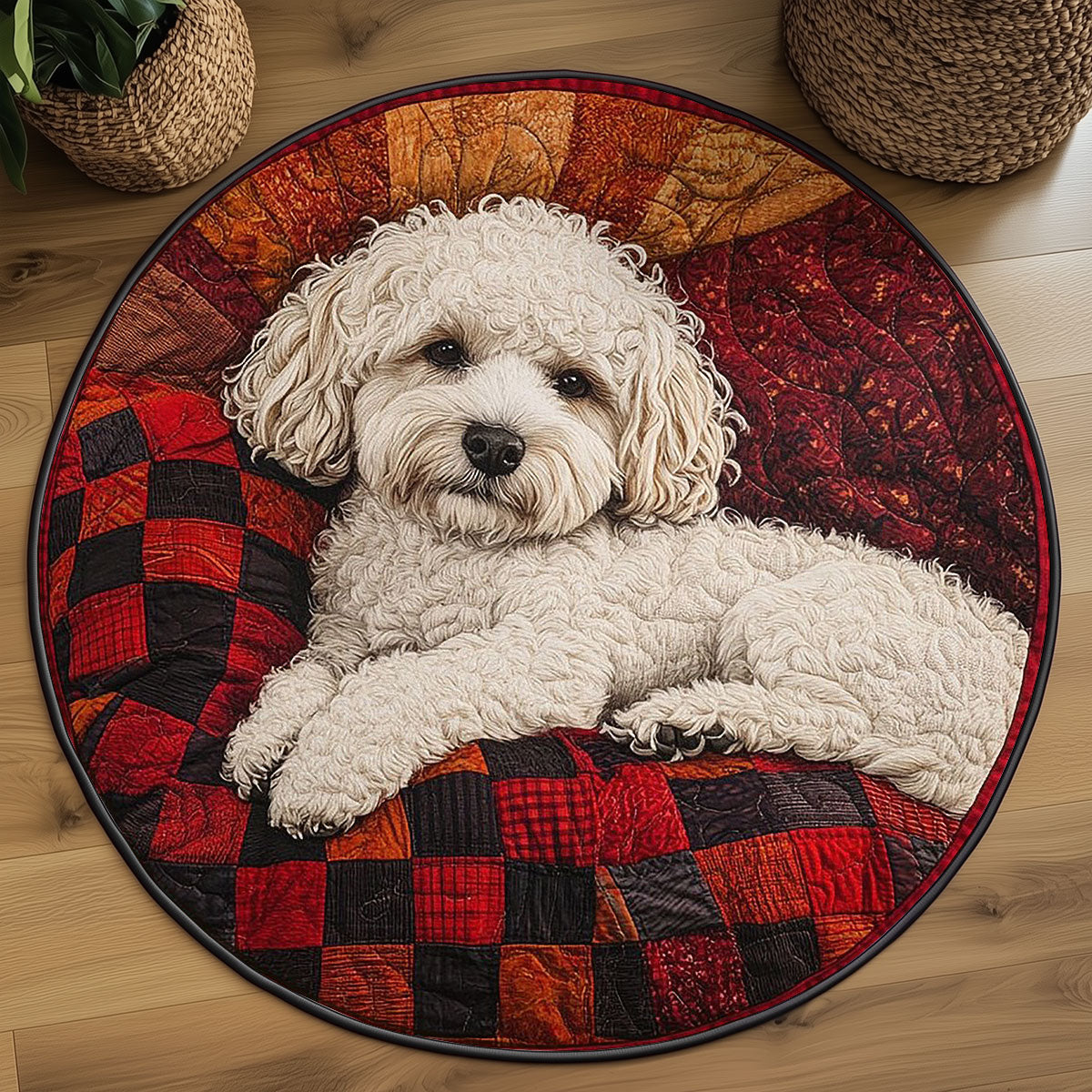 Cozy Bichon Frise WN0907016CL Quilted Round Mat