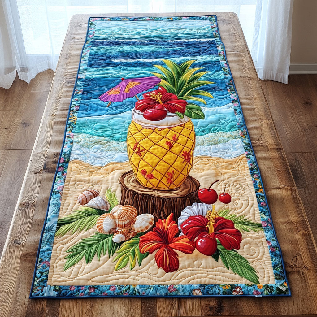Tropical Pineapple WJ0705021CL Quilted Table Runner