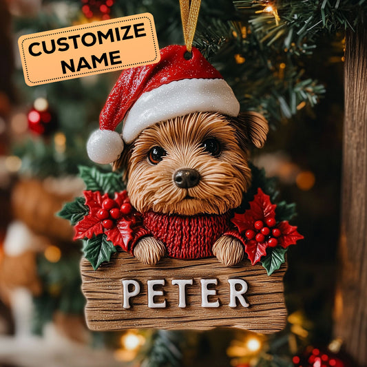 Yorkie Joy CW2110032CL Personalized Christmas Ornament