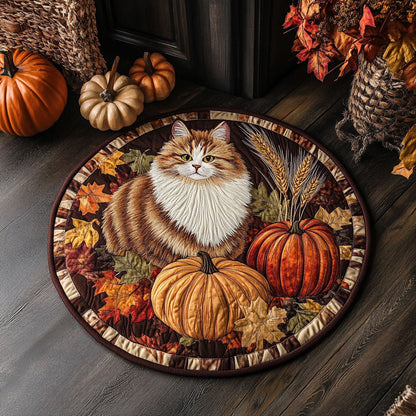 Autumn Cat Charm CW1607001CL Quilted Round Mat