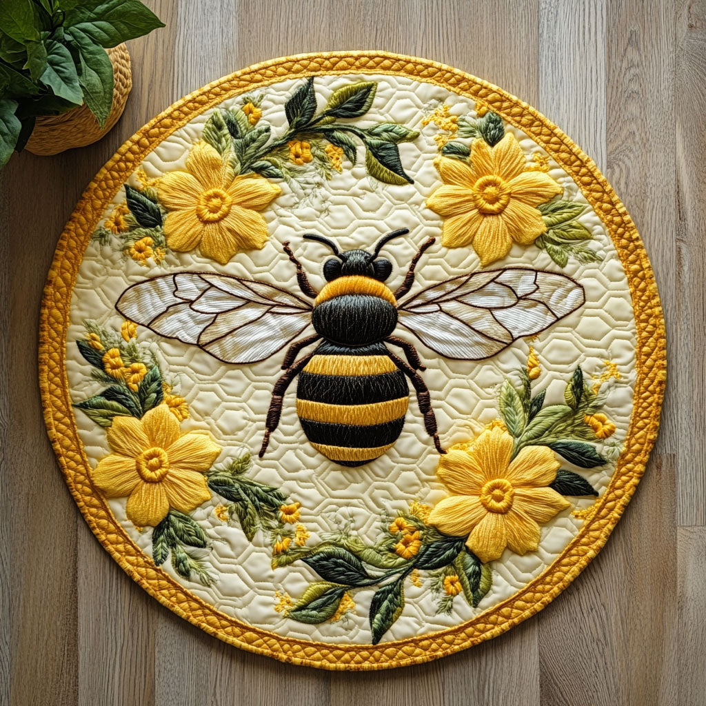 Flower Bee CW2507032CL Quilted Round Mat