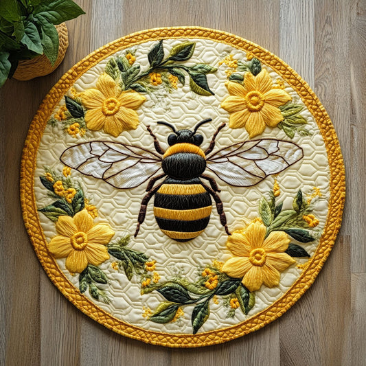 Flower Bee CW2507032CL Quilted Round Mat