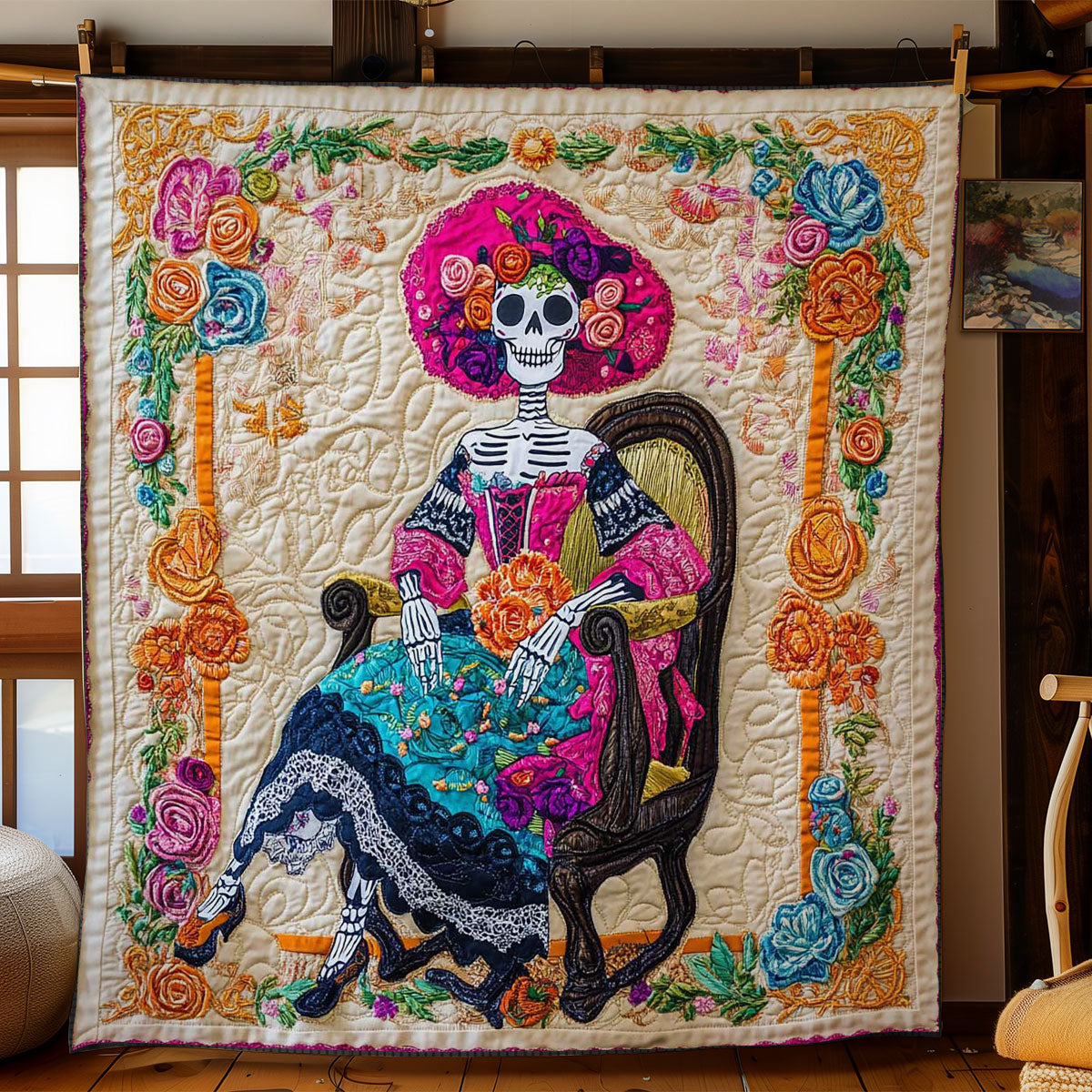 Floral Skeleton Queen WN0703039CL Quilt