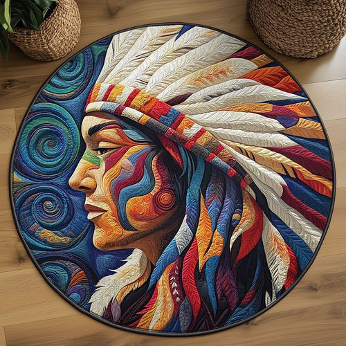 Native American Portrait WJ0906042CL Quilted Round Mat