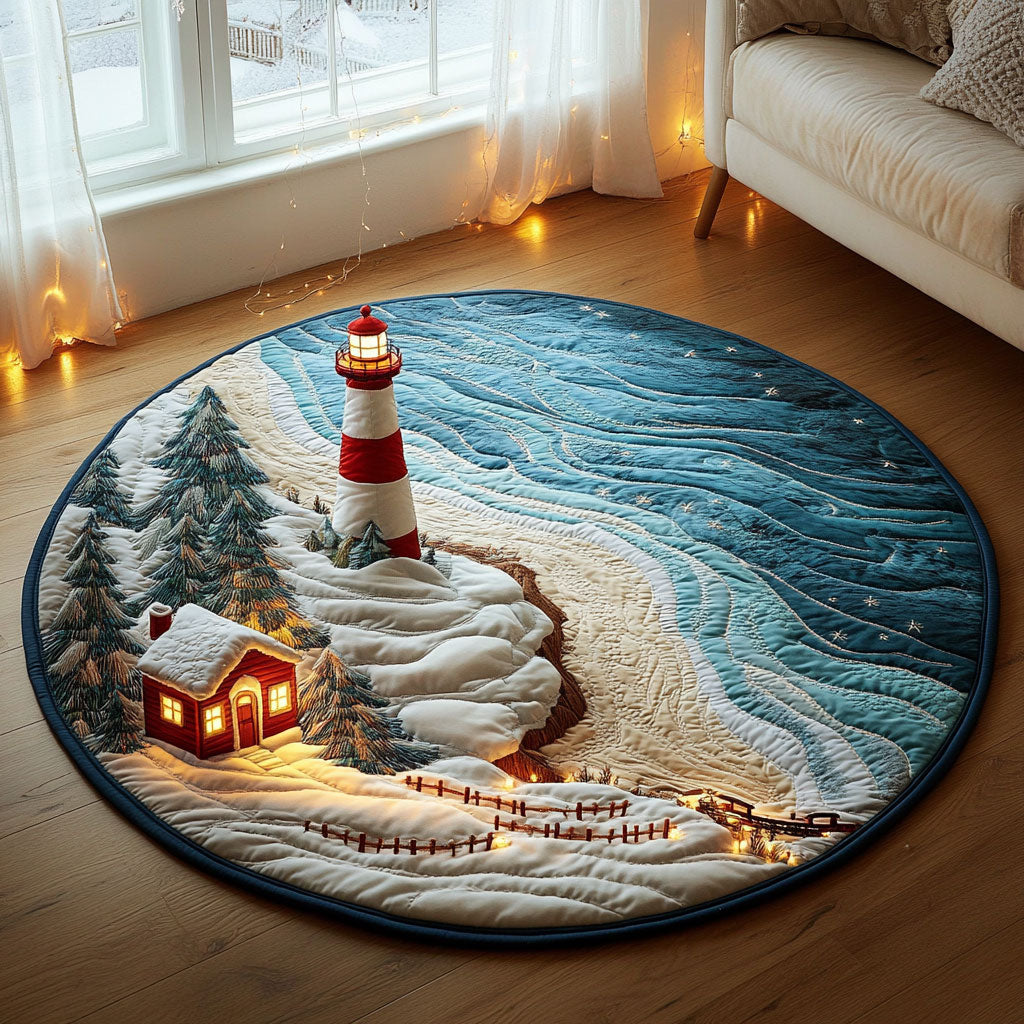 Winter Ocean Lighthouse CW2811021CL Quilted Round Mat