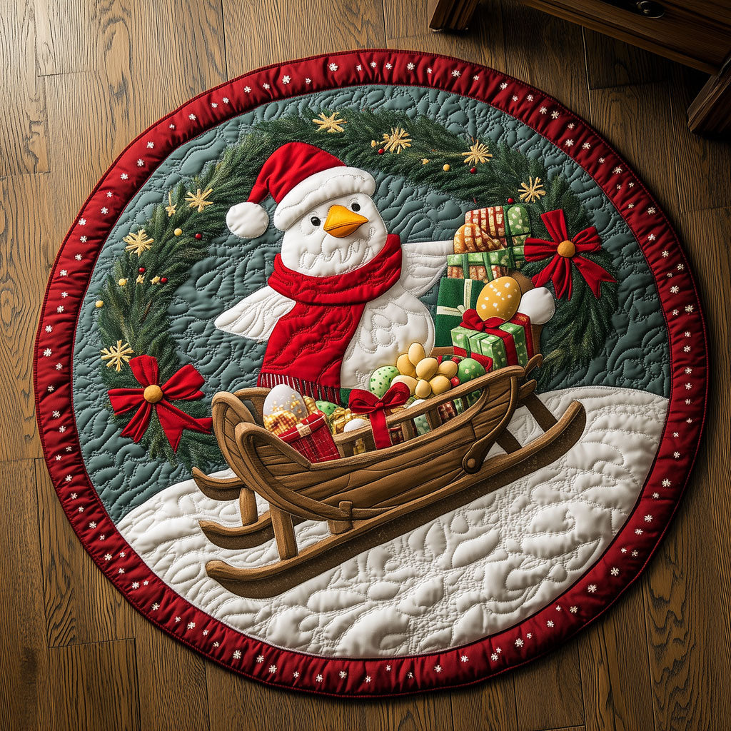 Feathers and Presents LT1410026CL Quilted Round Mat