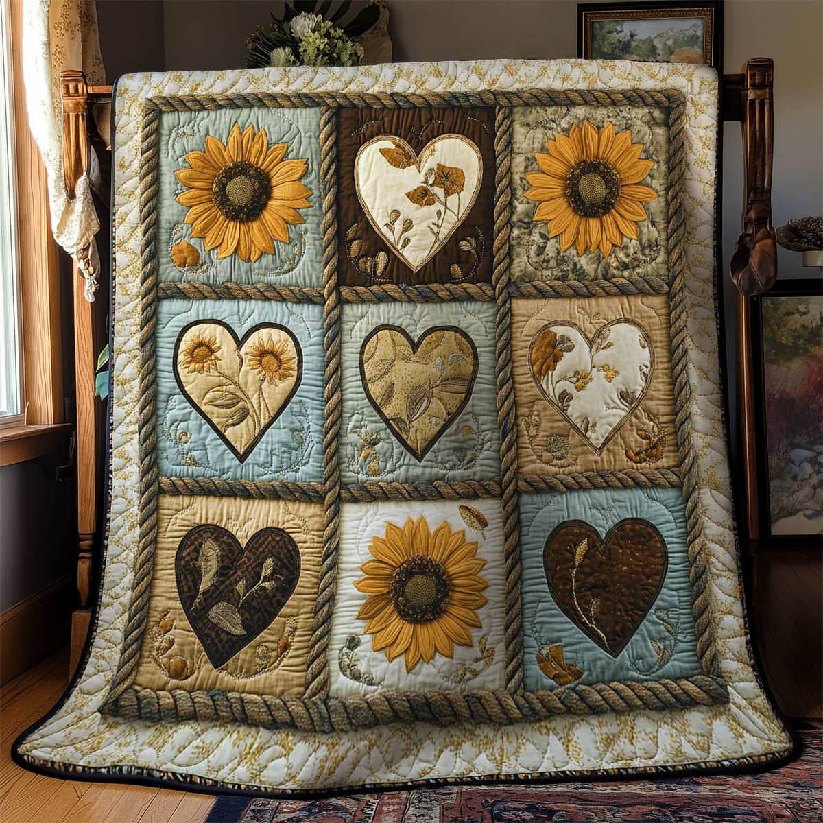 Golden Heart Sunflower WN0302001CL Quilt