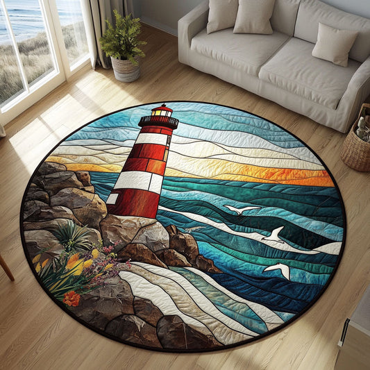 Coast Lighthouse CW1301131CL Quilted Round Mat