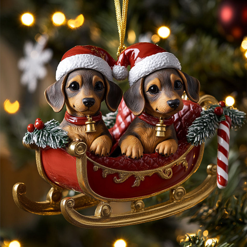 Merry Dachshund CW1211035CL Christmas Ornament