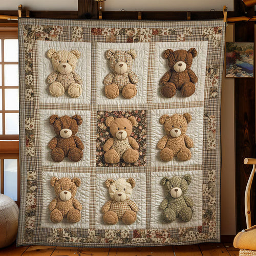 Floral Teddy Bear WN1003062CL Quilt