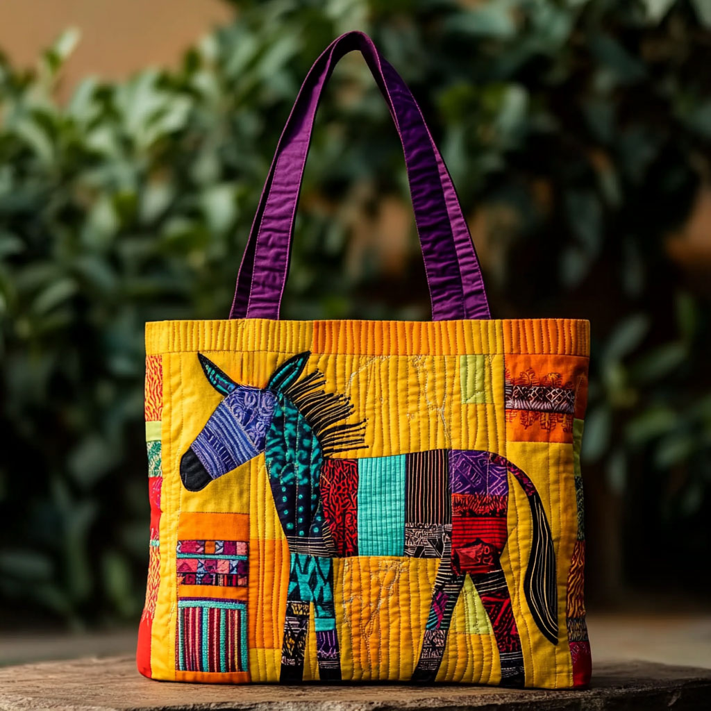 African Joy Donkey WN2410002CL Quilted Tote Bag