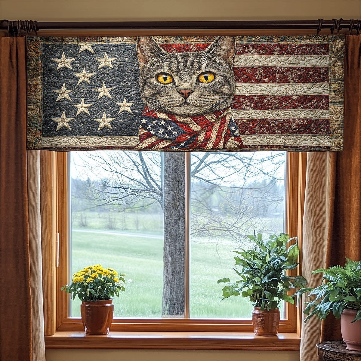 Vintage Cat Pride WN1006087CL Quilted Valance