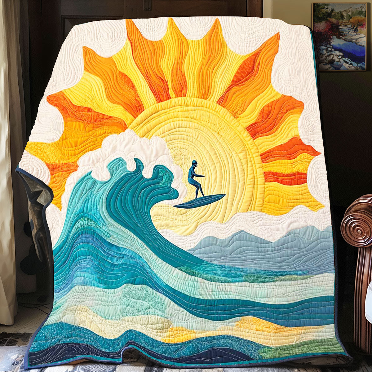 Silhouette Surfing Sea WP0201045CL Quilt