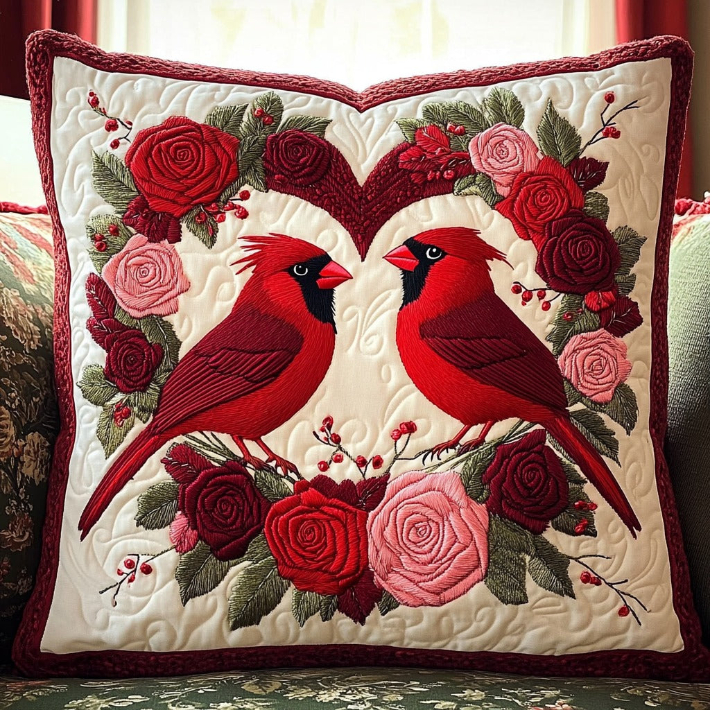 Rose And Cardinals XR1711009CL Quilt Pillow Case