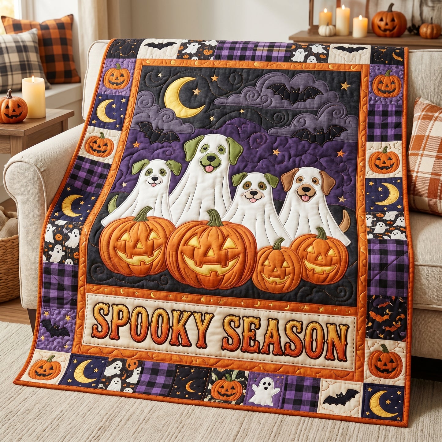 Ghost Dogs Halloween XR1805013CL Quilt