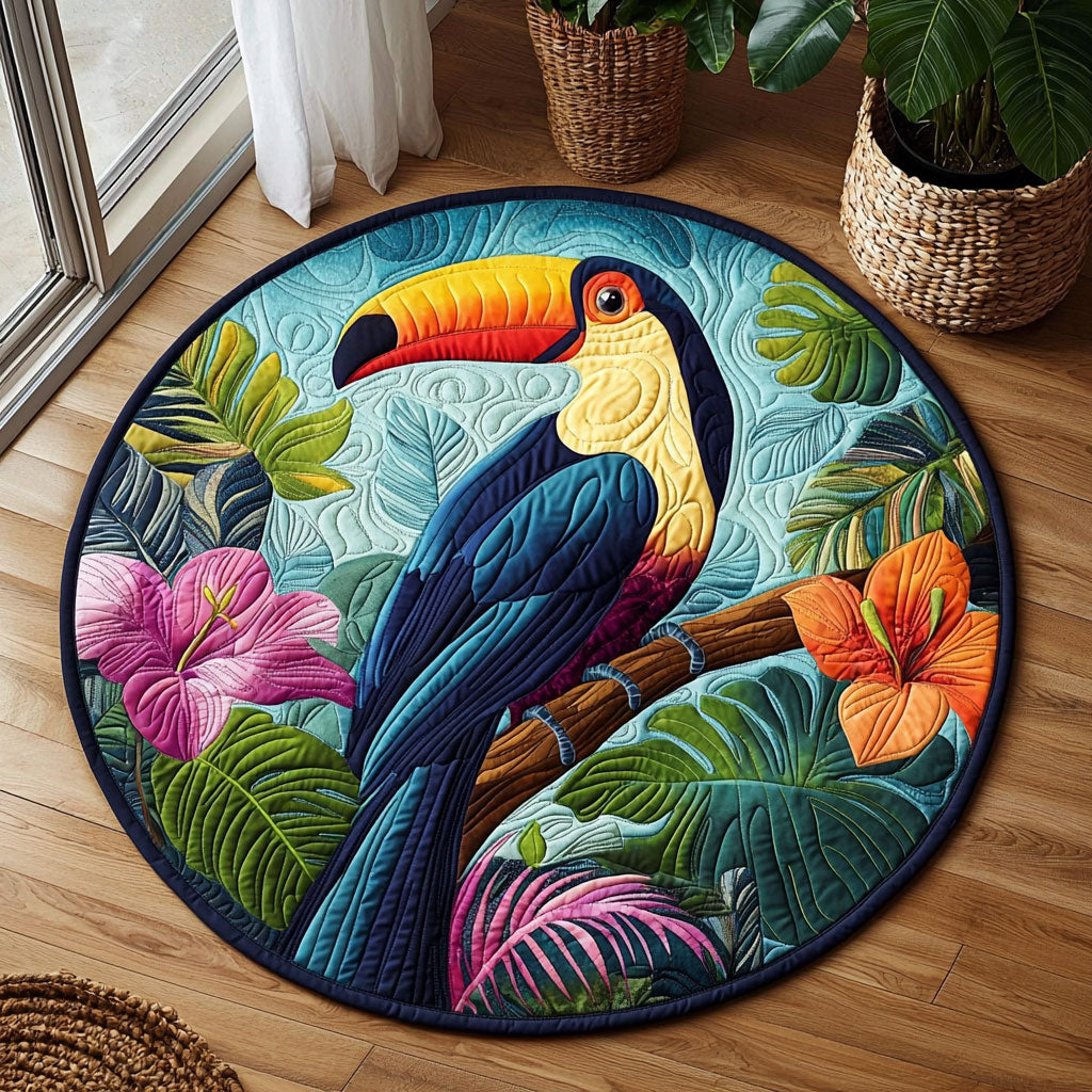Vibrant Tropical Toucan QA0712025CL Quilted Round Mat
