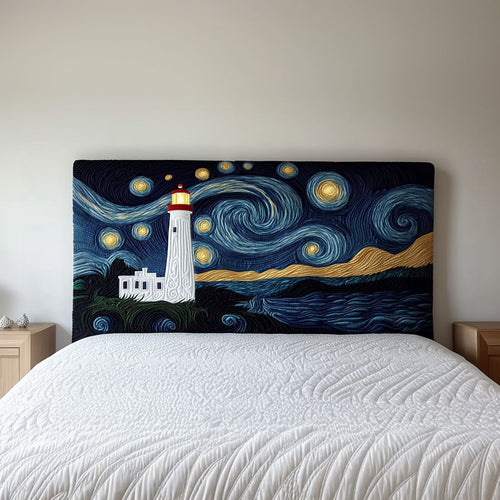 Starry Night Lighthouse QA0601018CL Quilted Headboard Slipcover