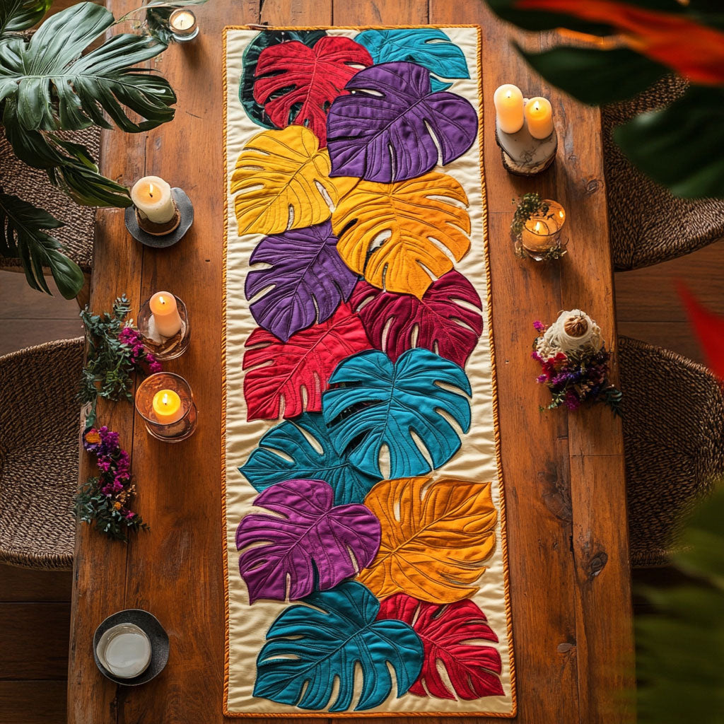 Boho Monstera WN0307059CL Quilted Table Runner