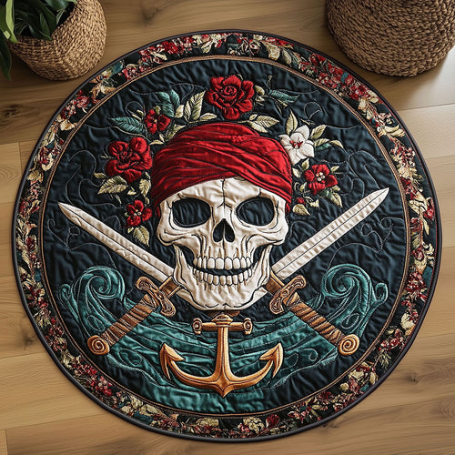 Blood Rose Skull WN2308015CL Quilted Round Mat