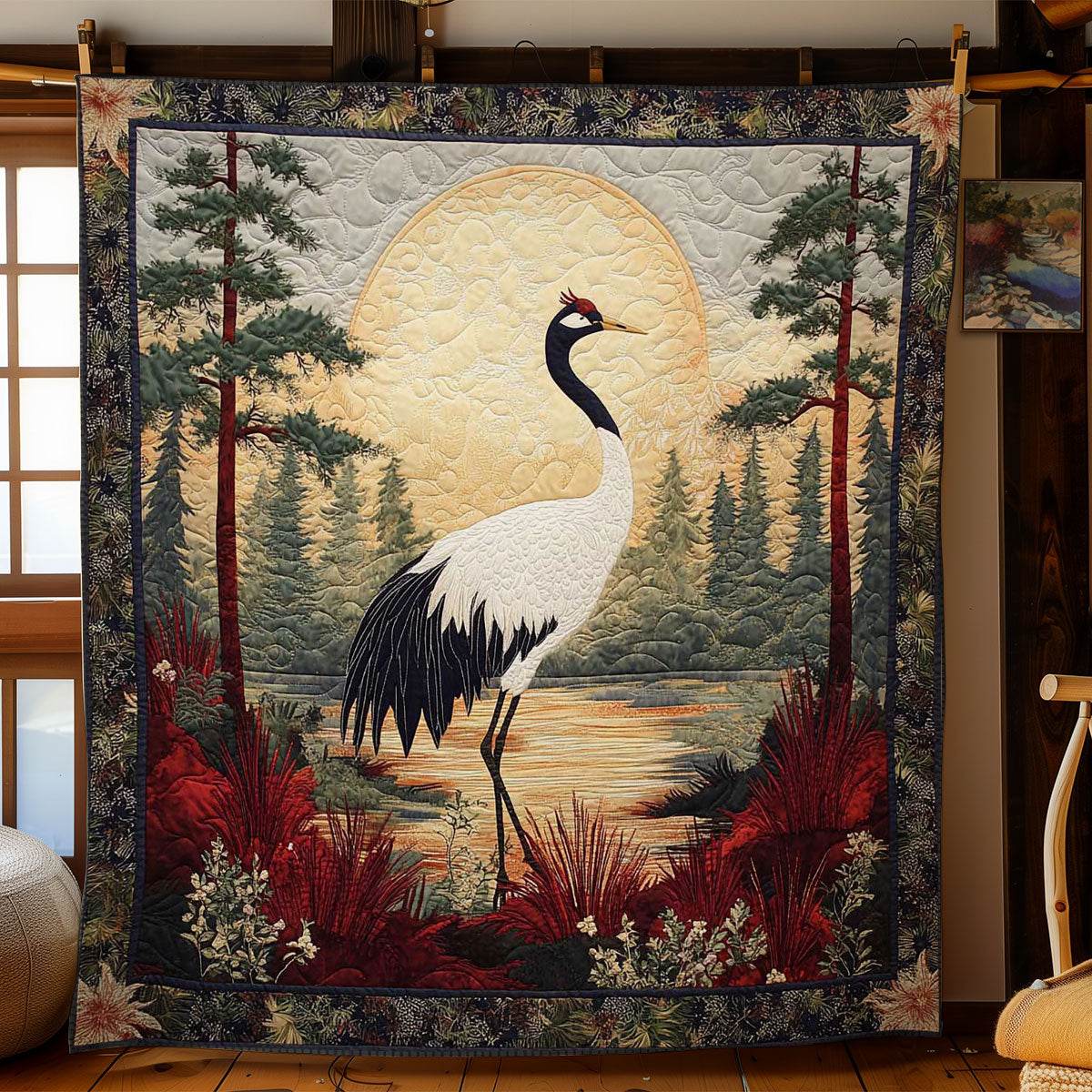 Golden Crane WN0502039CL Quilt