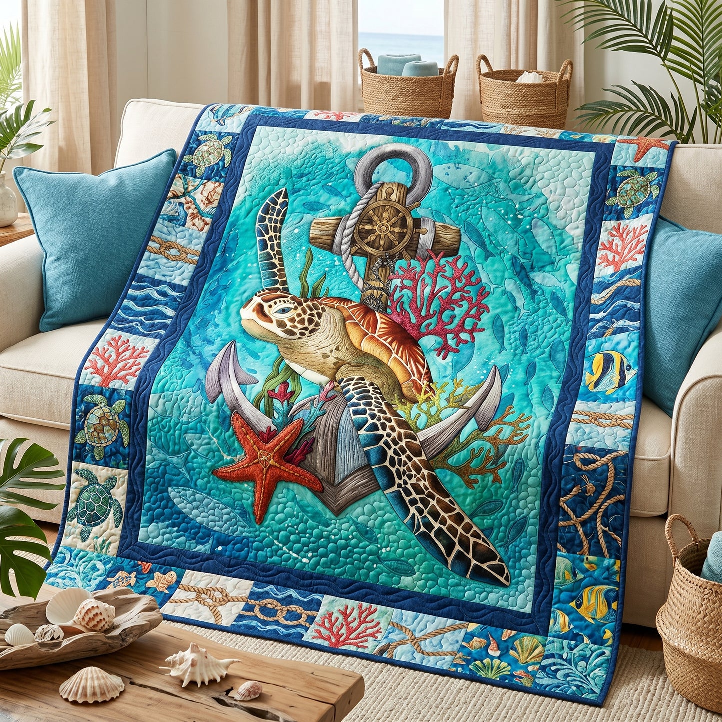 Sea Turtle Anchor XR1905004CL Quilt