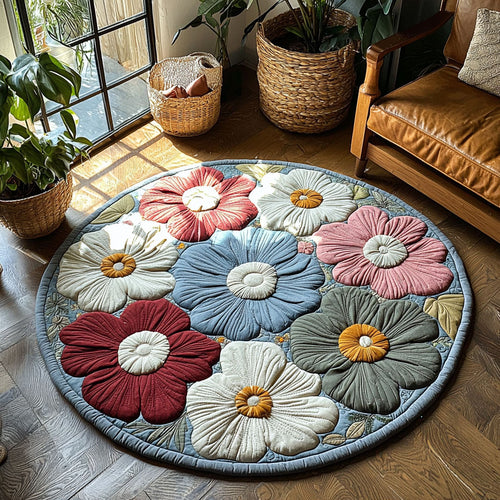 Blooming Flower QA0801028CL Quilted Round Mat