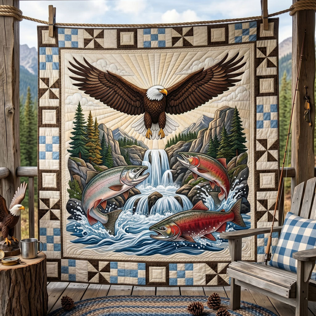 Eagle And Salmon Cascade WN1606005CL Quilt