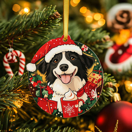 Santa Border Collie Smile WN1510073CL Christmas Ornament