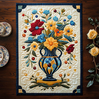 Elegant Flower Pot CP2904029CL Quilted Table Runner