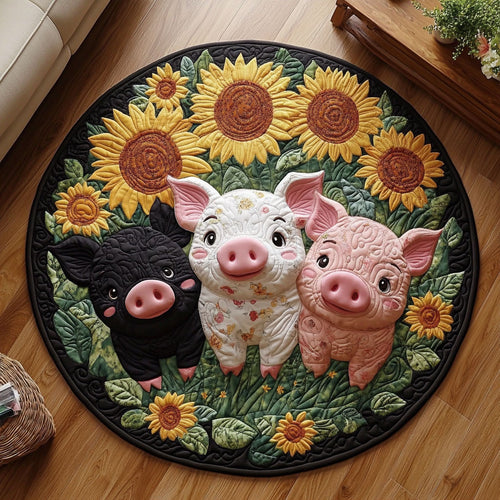 Three Little Pigs Sunflower KL0412014CL Quilted Round Mat