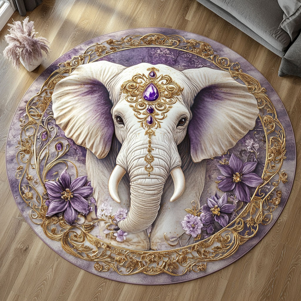 Purple Elephant Elegance KL1212011CL Quilted Round Mat