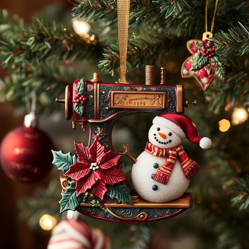 Poinsettia Sewing Machine WN2010049CL Christmas Ornament