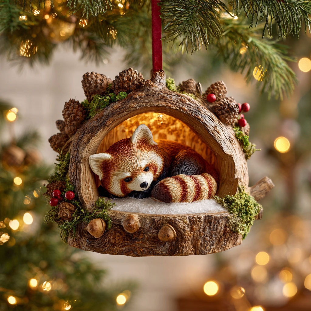 Cozy Red Panda Nest CW0312006CL Christmas Ornament