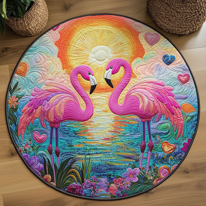Glowing Flamingo WJ1004039CL Quilted Round Mat