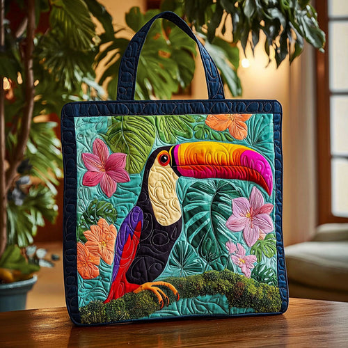 Vibrant Tropical Toucan QA0712028CL Quilted Tote Bag
