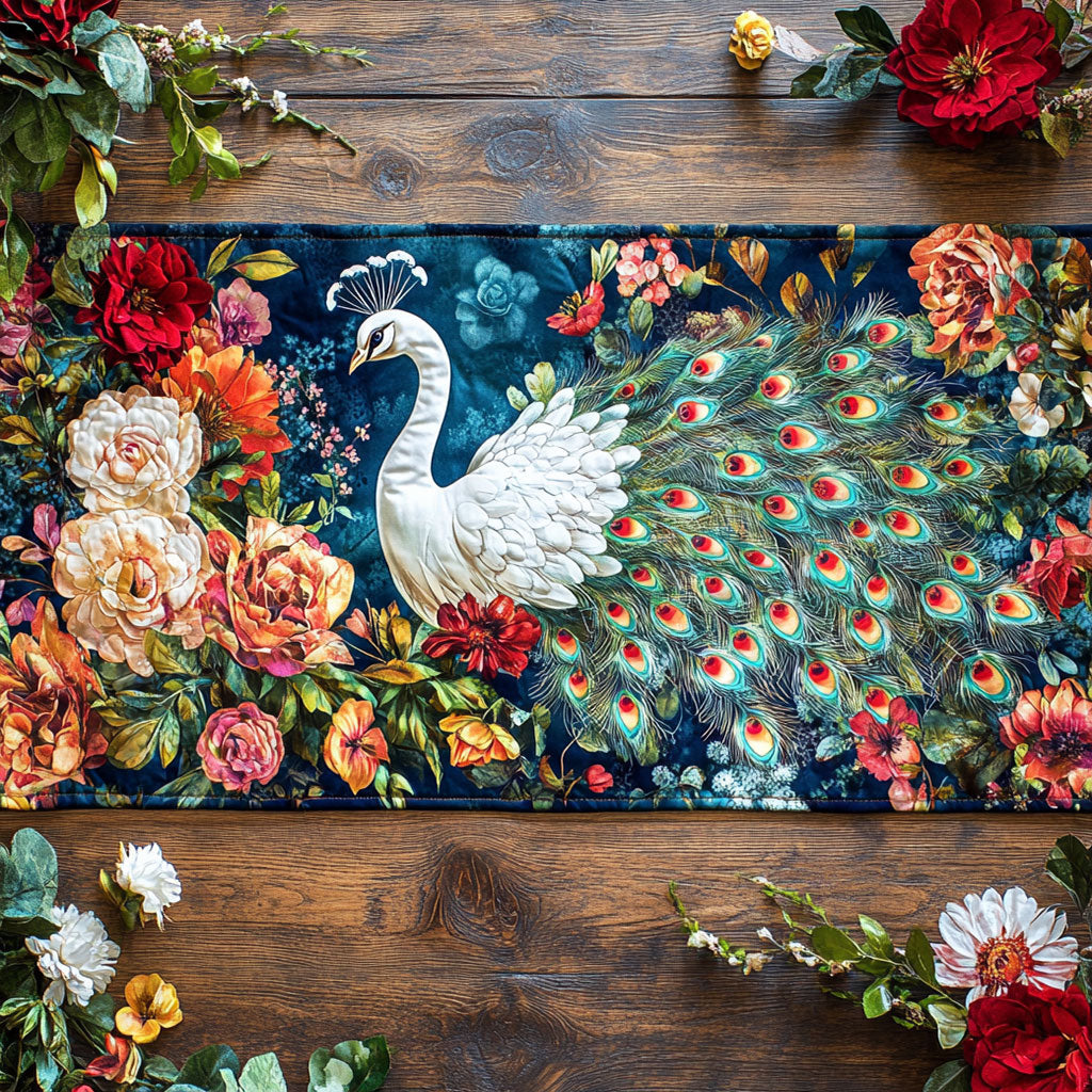 White Peacock WJ2304061CL Quilted Table Runner