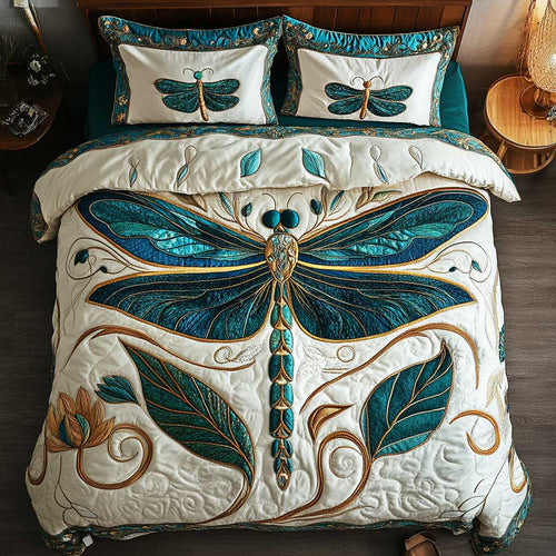 Leaves Teal Dragonfly WP2502045CL Duvet Cover Set