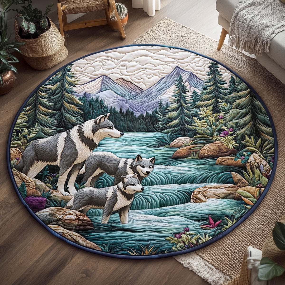 Wild River Wolve WJ1704053CL Quilted Round Mat