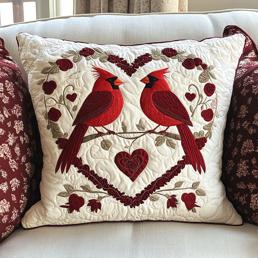 Heart Cardinals CP1501006CL Quilt Pillow Case