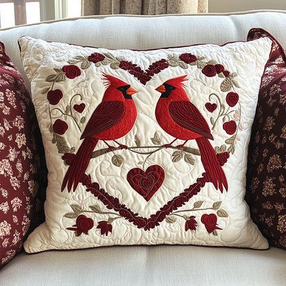 Heart Cardinals CP1501006CL Quilt Pillow Case