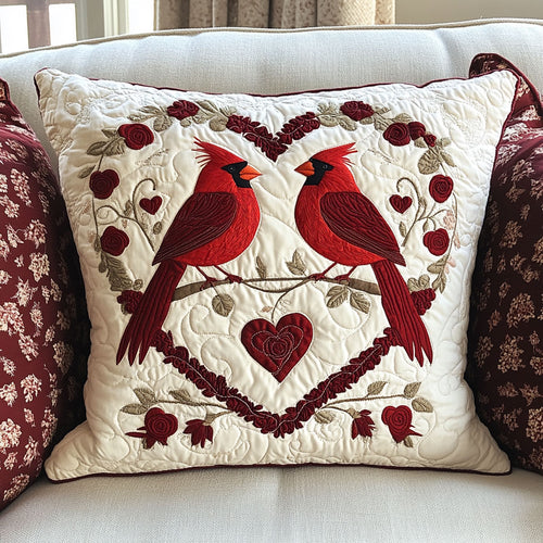 Heart Cardinals CP1501006CL Quilt Pillow Case