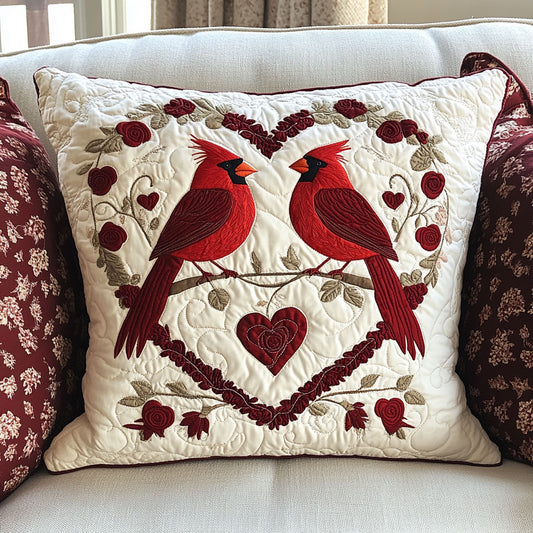 Heart Cardinals CP1501006CL Quilt Pillow Case