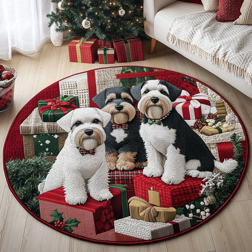 Schnauzer In Christmas XR0611007CL Quilted Round Mat