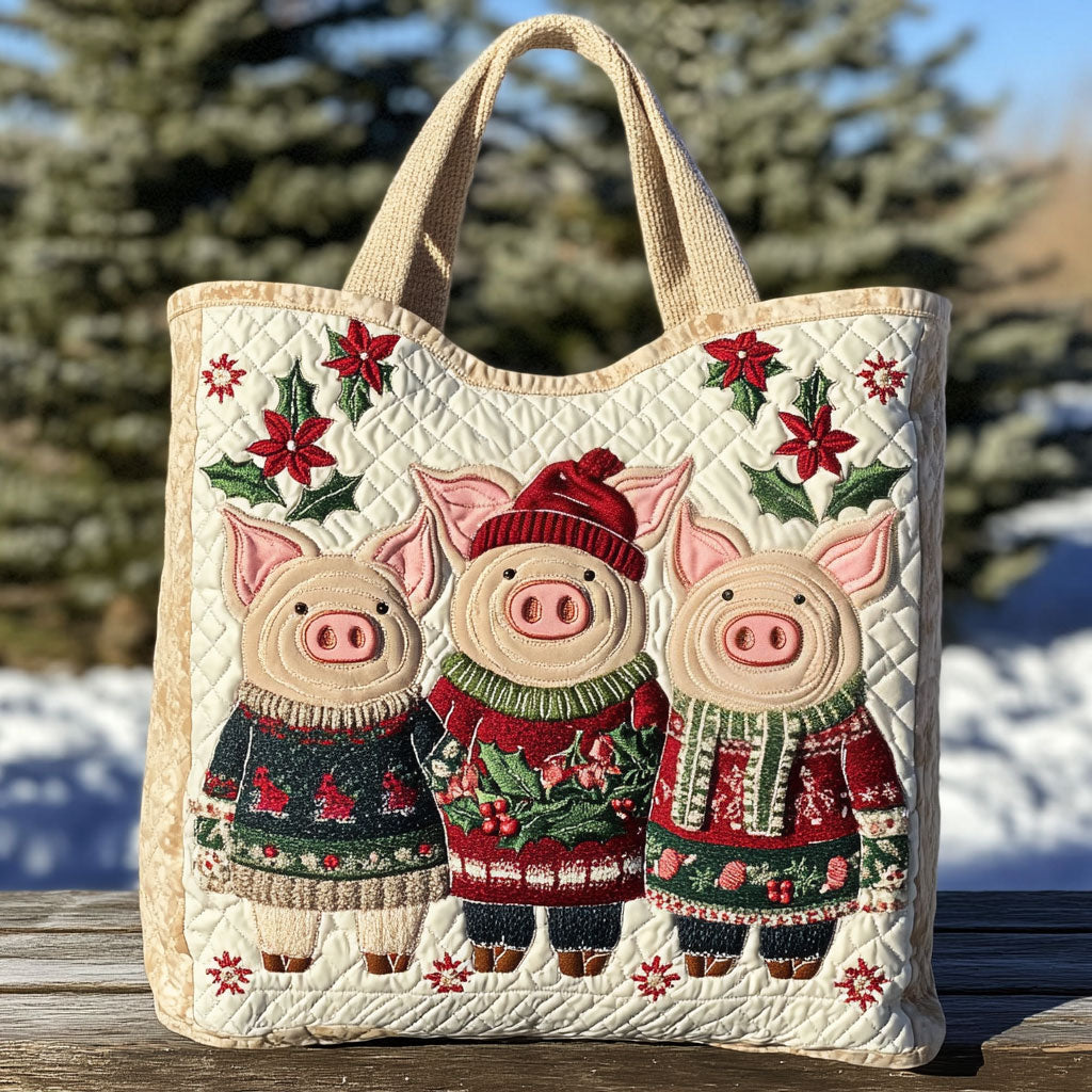 Christmas Star Pig WN2910006CL Quilted Tote Bag