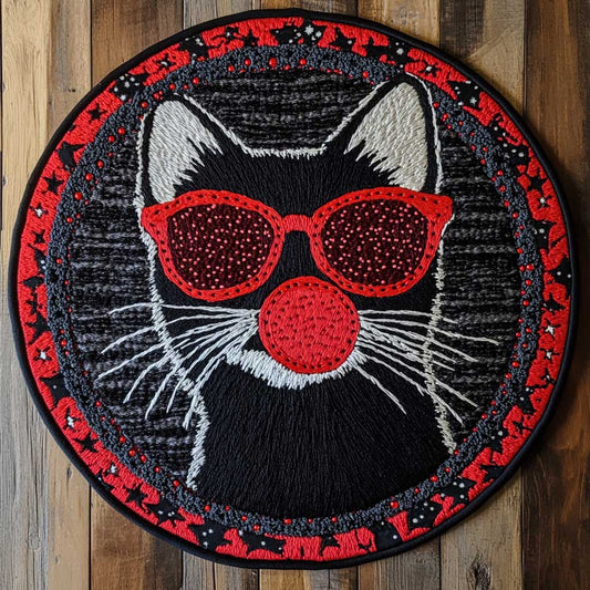 Cat Vibes WN2404038CL Quilted Round Mat