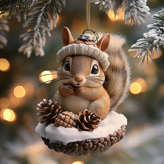 Squirrel Frosty Nest WN1112097CL Christmas Ornament