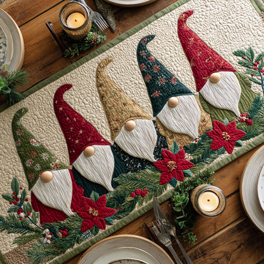 Gnome Poinsettia CW1510039CL Quilted Table Runner
