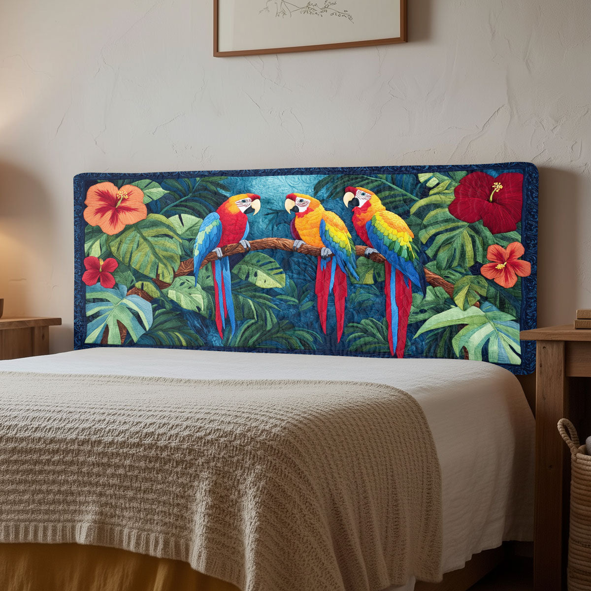 Parrot Tropical Bloom CW1812011CL Quilted Headboard Slipcover