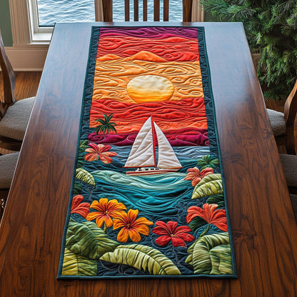 Tropical Sunset Sailboat WJ0507037CL Quilted Table Runner