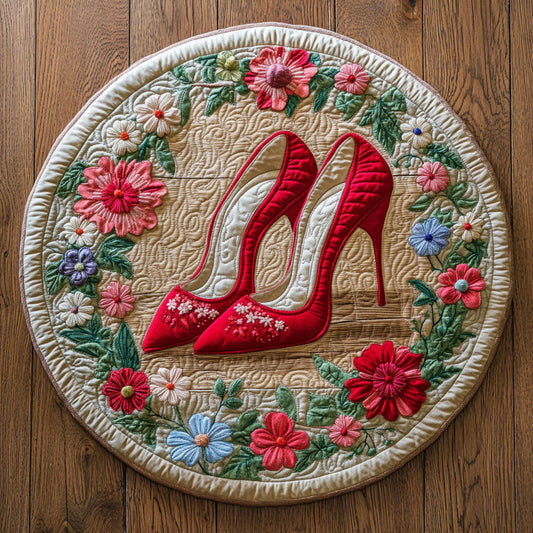 Floral High Heels CP2805027CL Quilted Round Mat